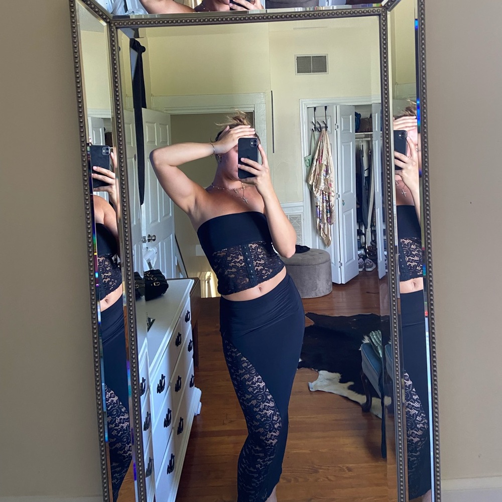 Black Lace Strapless Dress